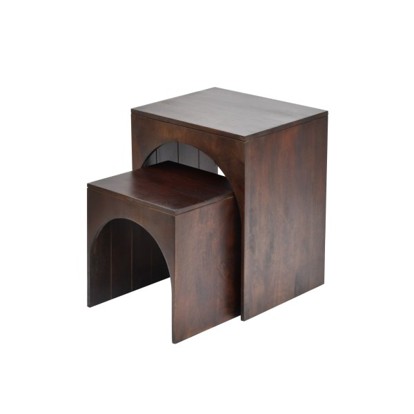 Set van 2 donkerhouten massief houten nesttafels - Isak