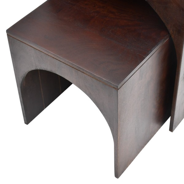 Set van 2 donkerhouten massief houten nesttafels - Isak