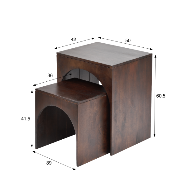 Set van 2 donkerhouten massief houten nesttafels - Isak