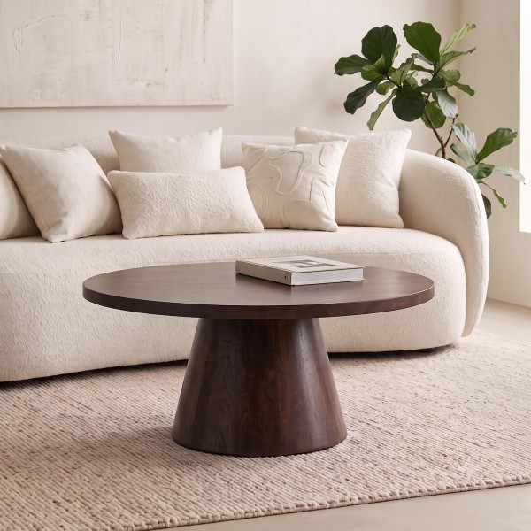 Ronde salontafel in donkerbruin massief hout - Alrik