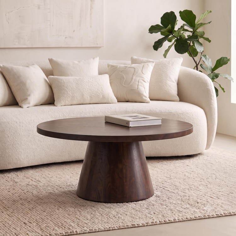 Ronde salontafel in donkerbruin massief hout - Alrik