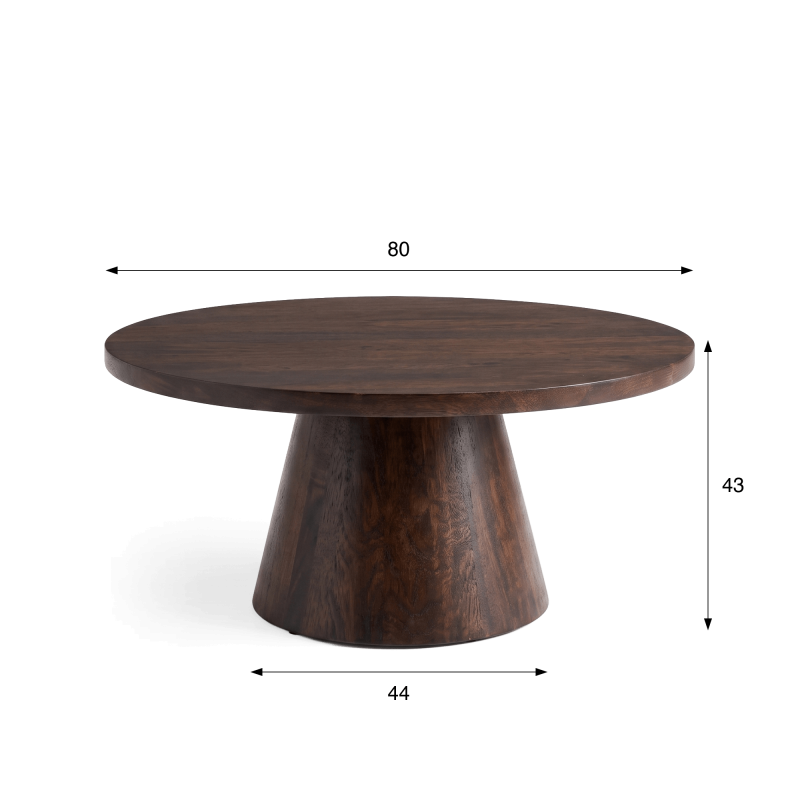Ronde salontafel in donkerbruin massief hout - Alrik