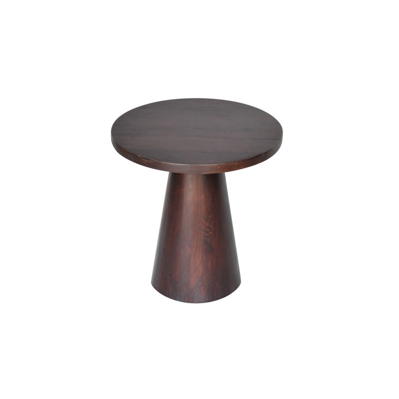 Ronde bijzettafel in donkerbruin massief hout - Alrik