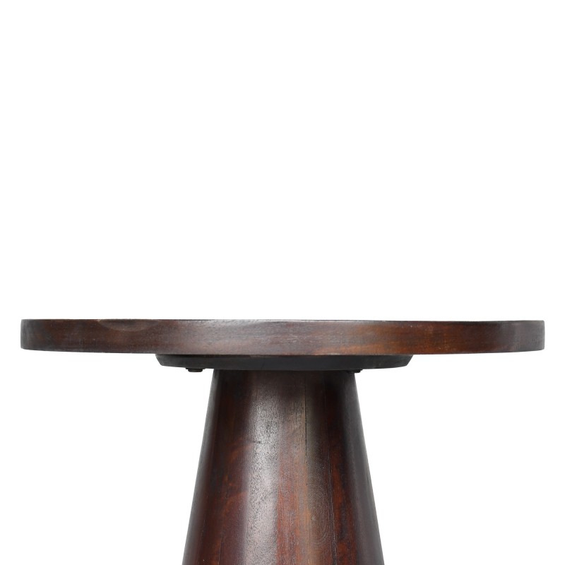 Ronde bijzettafel in donkerbruin massief hout - Alrik