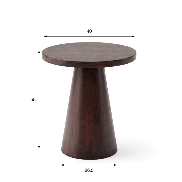 Ronde bijzettafel in donkerbruin massief hout - Alrik