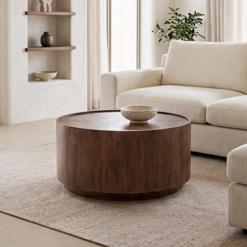 Ronde salontafel in donkerbruin massief hout - Toril