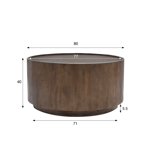 Ronde salontafel in donkerbruin massief hout - Toril