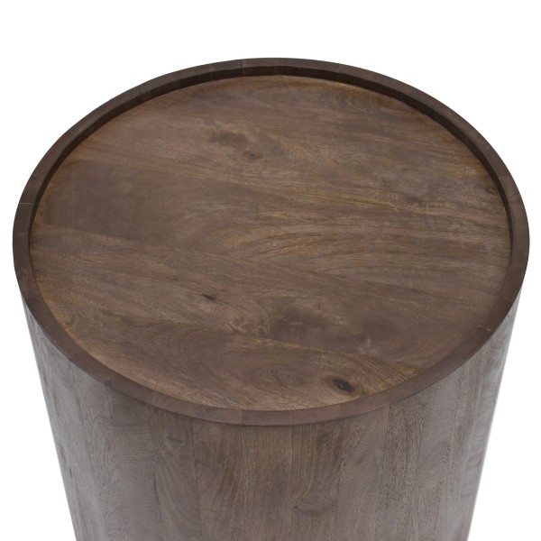 Ronde bijzettafel in donkerbruin massief hout - Toril