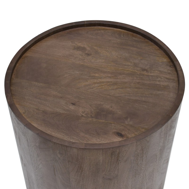 Ronde bijzettafel in donkerbruin massief hout - Toril
