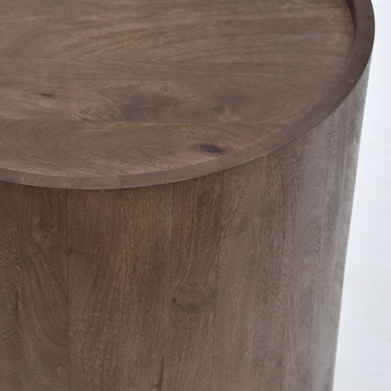 Ronde bijzettafel in donkerbruin massief hout - Toril