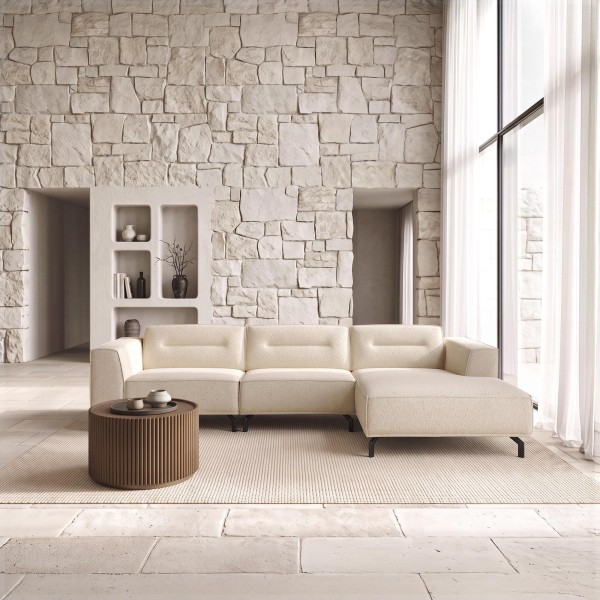 Hoekbank 5-zits in stof met chaise longue rechts - Zoya