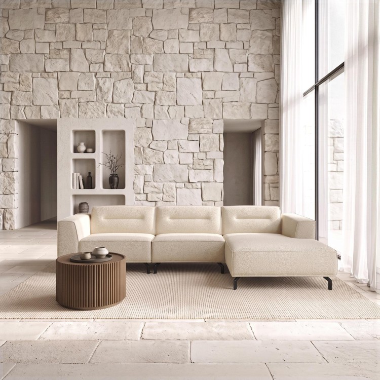 Hoekbank 5-zits in stof met chaise longue rechts - Zoya