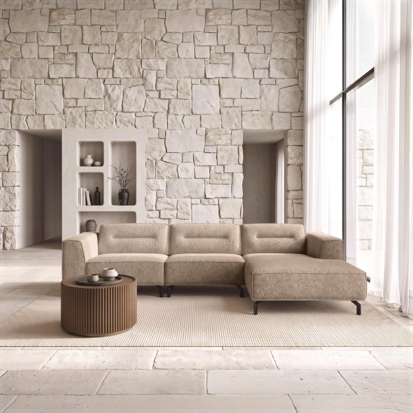 Hoekbank 5-zits in stof met chaise longue rechts - Zoya