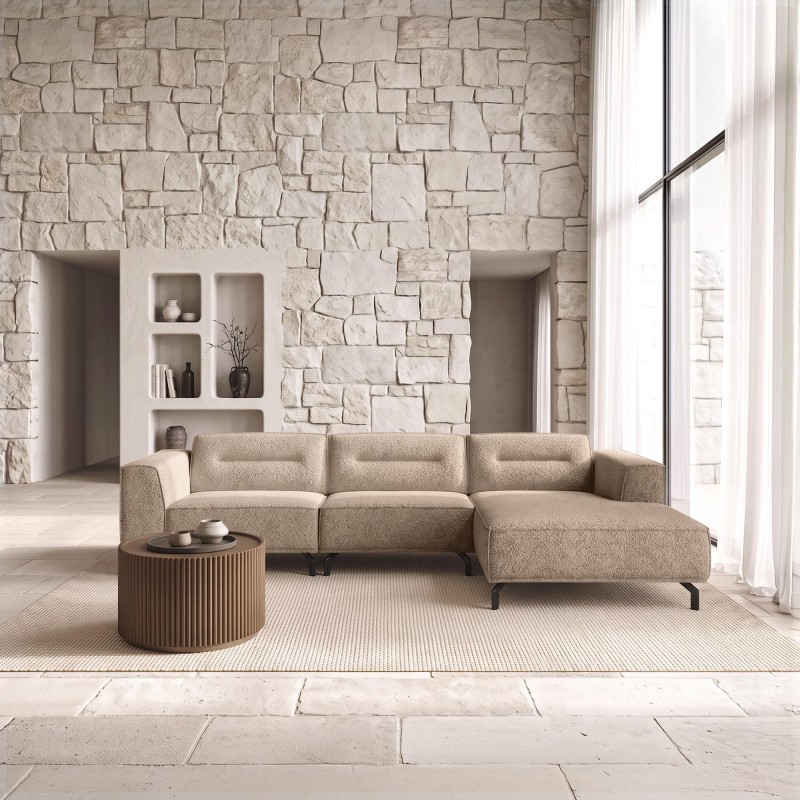 Hoekbank 5-zits in stof met chaise longue rechts - Zoya