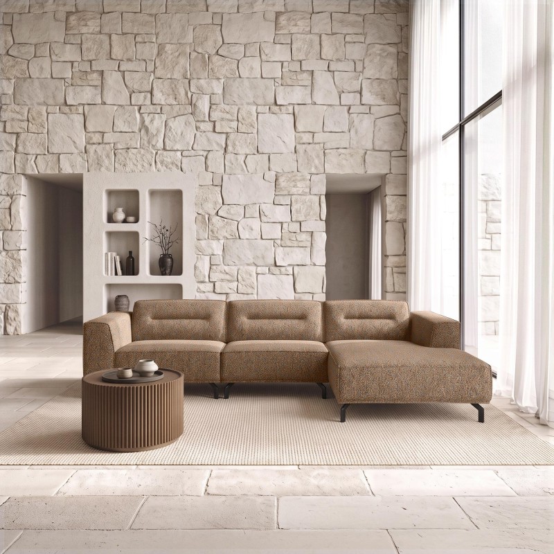 Hoekbank 5-zits in stof met chaise longue rechts - Zoya
