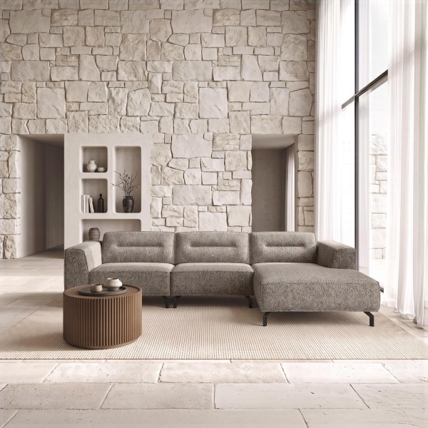 Hoekbank 5-zits in stof met chaise longue rechts - Zoya