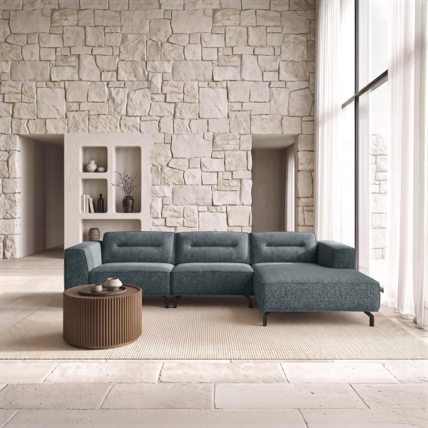 Hoekbank 5-zits in stof met chaise longue rechts - Zoya