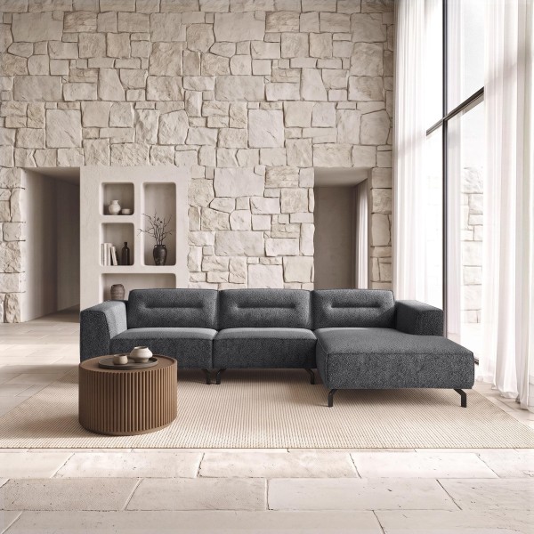 Hoekbank 5-zits in stof met chaise longue rechts - Zoya