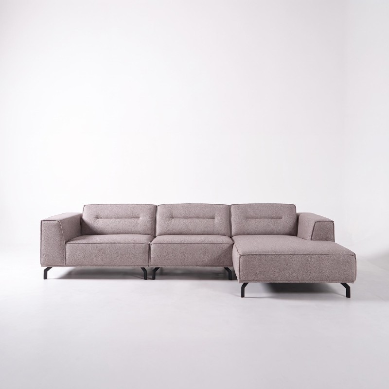 Hoekbank 5-zits in stof met chaise longue rechts - Zoya
