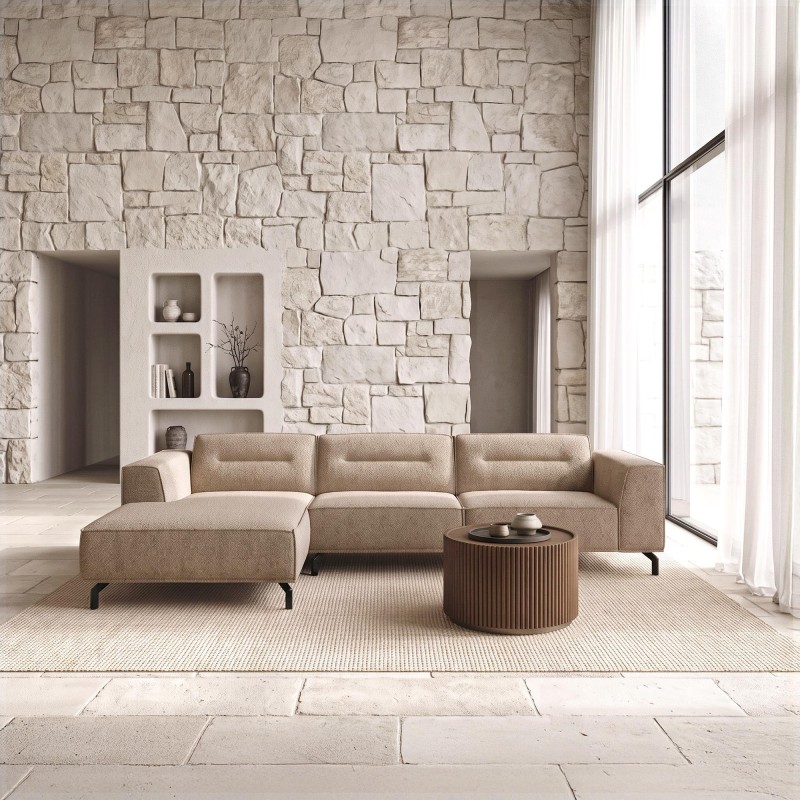 Hoekzetel 5-zits in stof met chaise longue links - Zoya