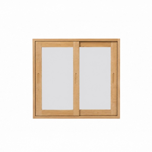 Badkamerkast 80 cm in massief hout met spiegel en schuifdeuren