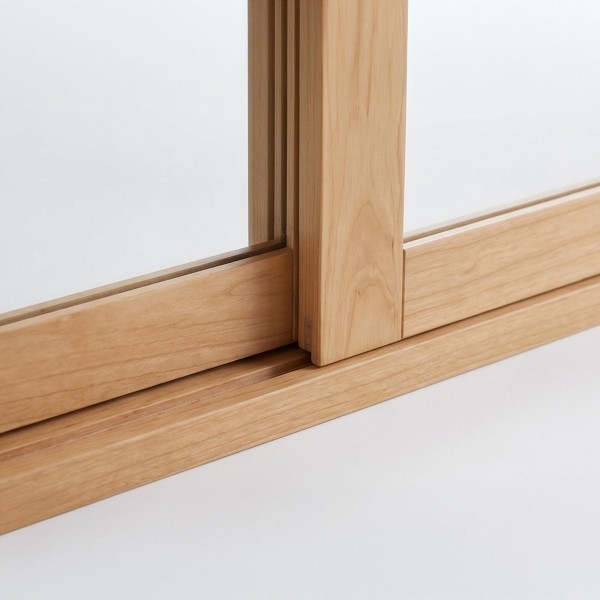 Badkamerkast 80 cm in massief hout met spiegel en schuifdeuren