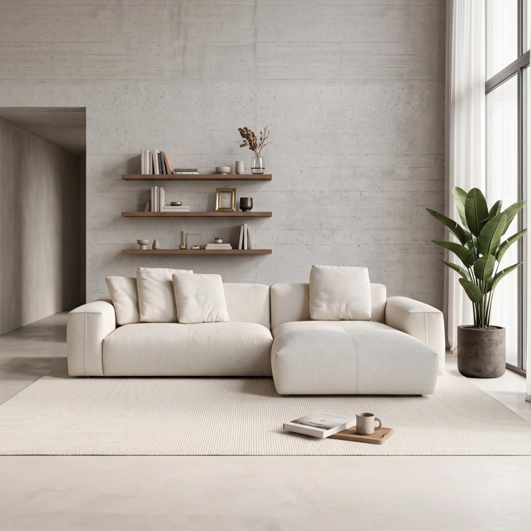 Hoekzetel 5-zits in stof met chaise longue rechts - Olya