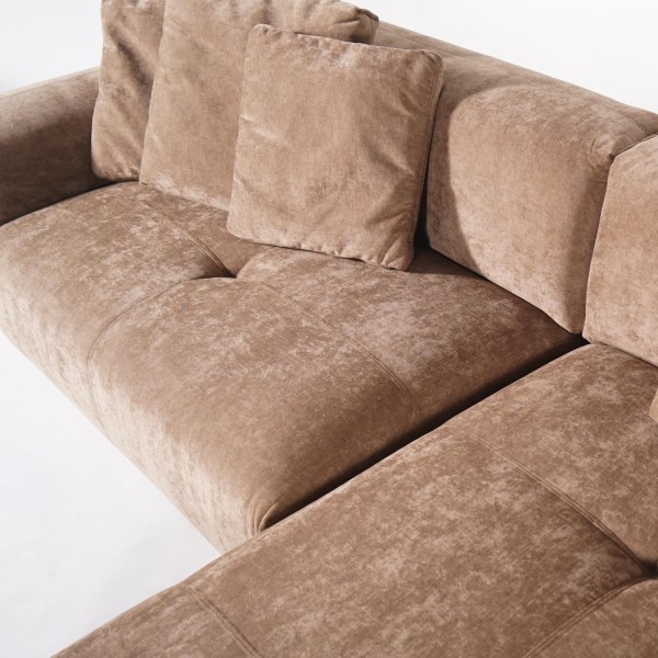 Hoekzetel 5-zits in stof met chaise longue rechts - Olya