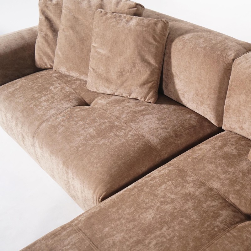 Hoekzetel 5-zits in stof met chaise longue rechts - Olya