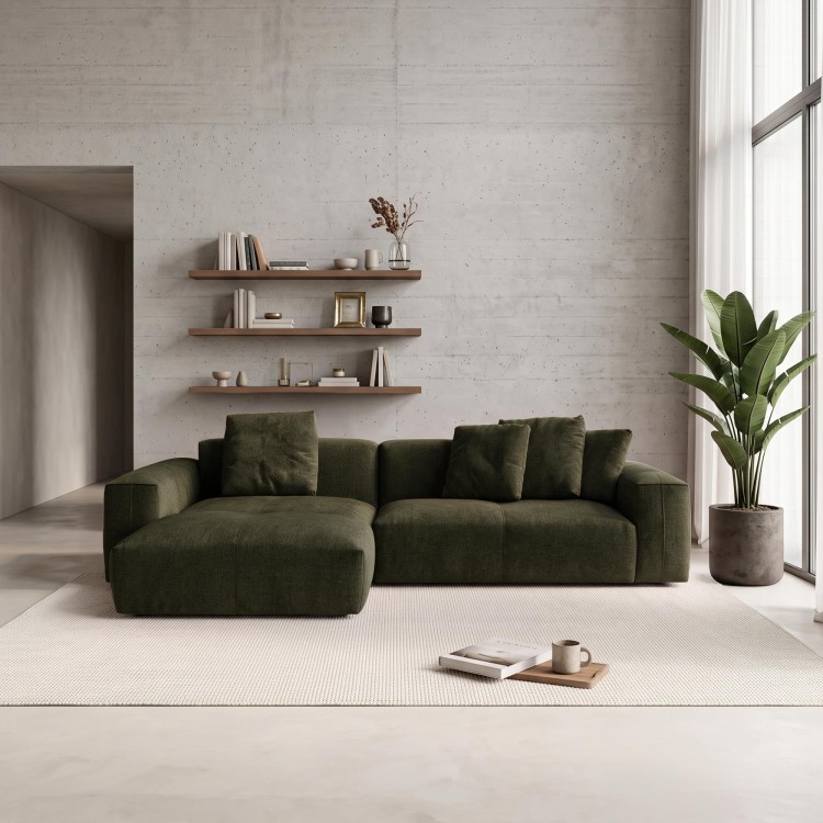 Hoekzetel 5-zits in stof met chaise longue links - Olya