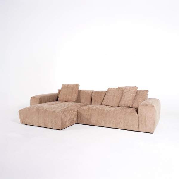 Hoekzetel 5-zits in stof met chaise longue links - Olya