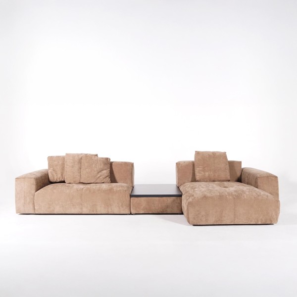 Hoekbank 5-zits met chaise longue rechts en geïntegreerde salontafel - Olya