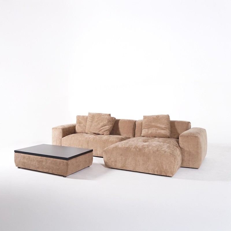 Hoekbank 5-zits met chaise longue rechts en geïntegreerde salontafel - Olya