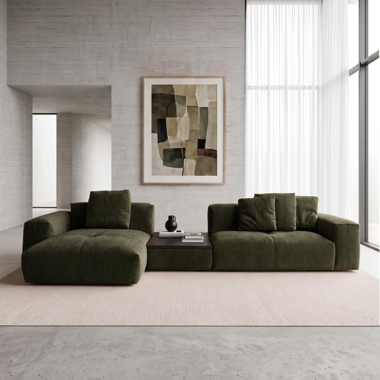 Hoekzetel 5-zits met chaise longue links en geïntegreerde salontafel - Olya