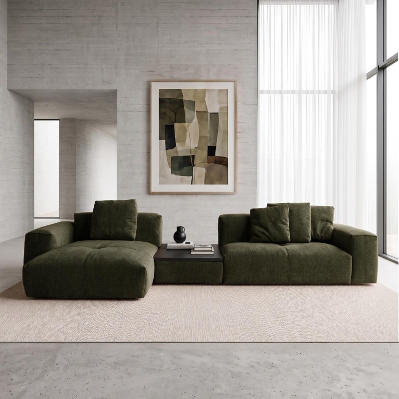 Hoekzetel 5-zits met chaise longue links en geïntegreerde salontafel - Olya