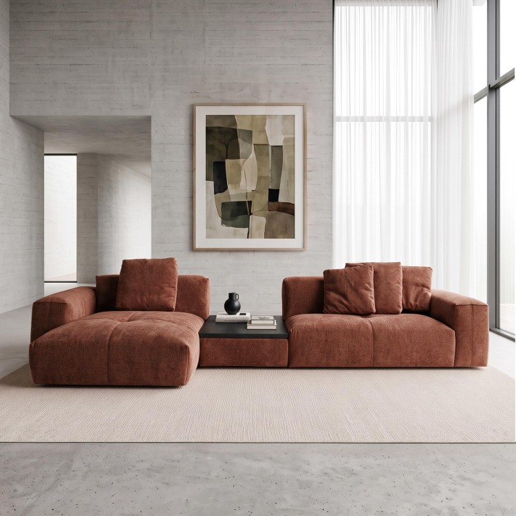 Hoekzetel 5-zits met chaise longue links en geïntegreerde salontafel - Olya
