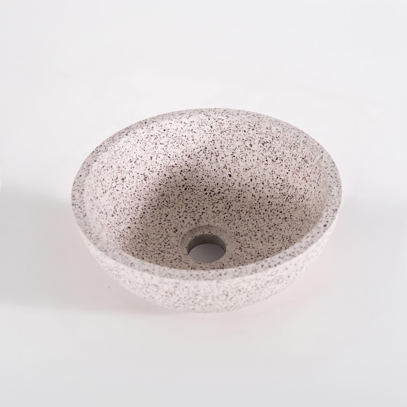 Ronde waskom in witte terrazzo 40 x 40 cm - Mahina