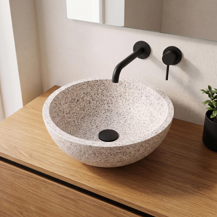 Ronde waskom in witte terrazzo 40 x 40 cm - Mahina