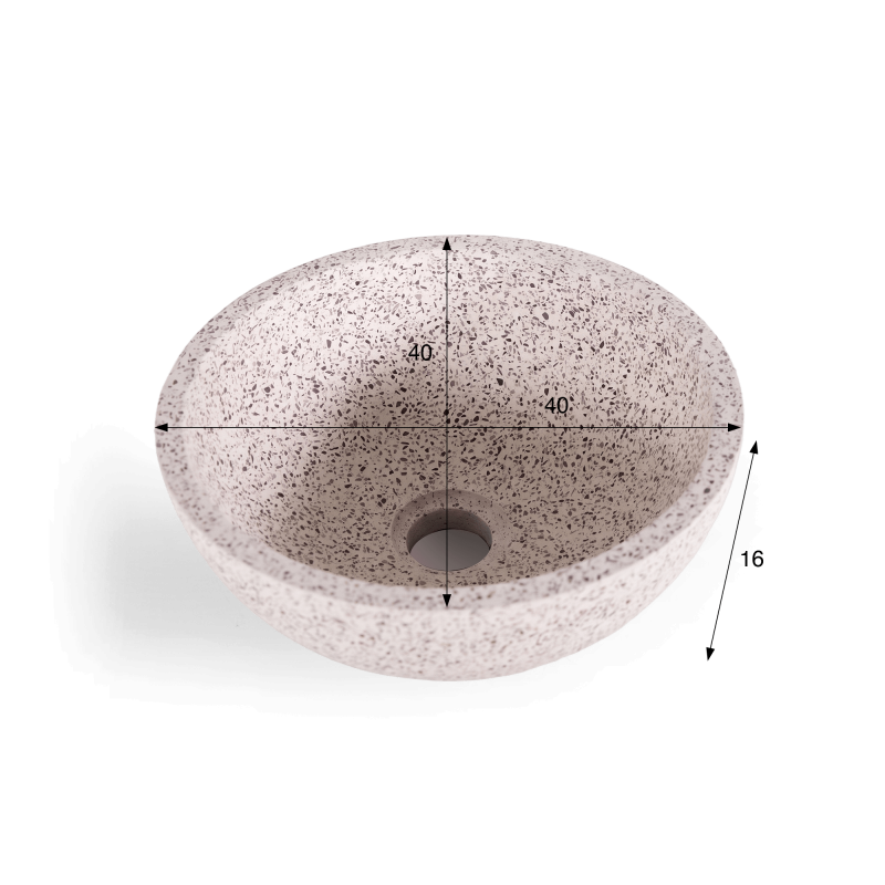 Ronde waskom in witte terrazzo 40 x 40 cm - Mahina