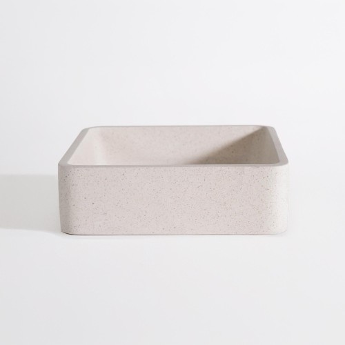 Vierkante waskom in witte terrazzo 40 x 40 cm - Kalani