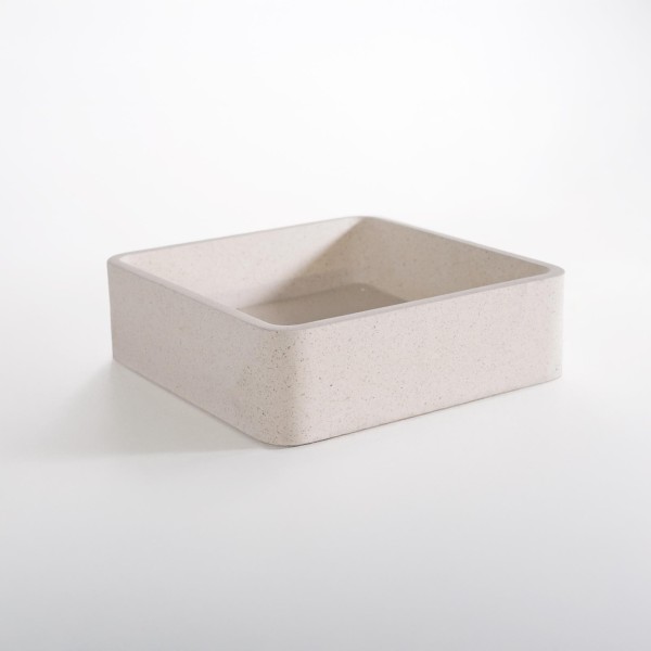 Vierkante waskom in witte terrazzo 40 x 40 cm - Kalani