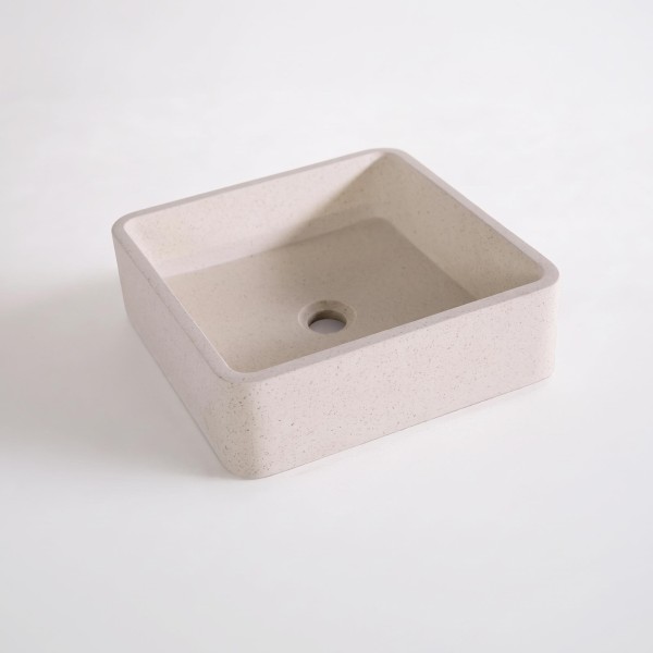 Vierkante waskom in witte terrazzo 40 x 40 cm - Kalani