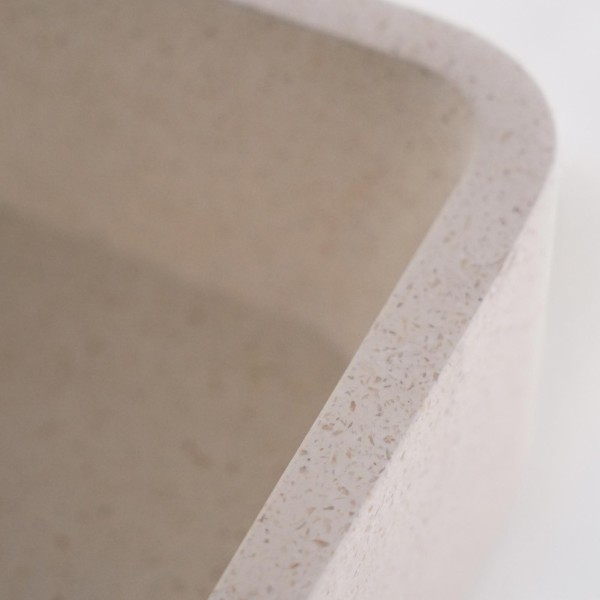 Vierkante waskom in witte terrazzo 40 x 40 cm - Kalani