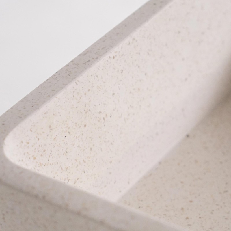 Vierkante waskom in witte terrazzo 40 x 40 cm - Kalani