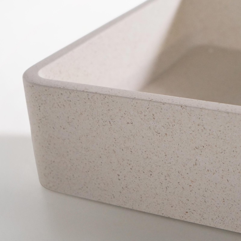 Vierkante waskom in witte terrazzo 40 x 40 cm - Kalani