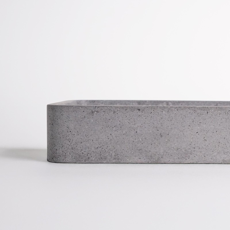 Rechthoekige waskom in grijze terrazzo 50 x 30 cm - Nohea