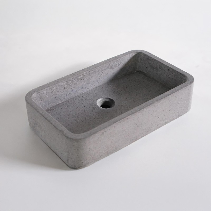 Rechthoekige waskom in grijze terrazzo 50 x 30 cm - Nohea