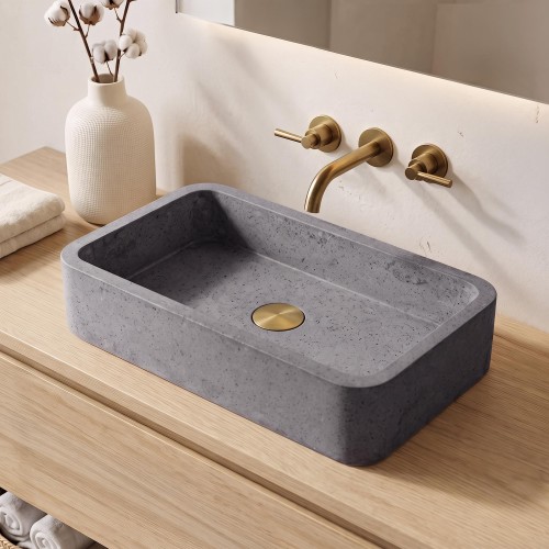 Rechthoekige waskom in grijze terrazzo 50 x 30 cm - Nohea