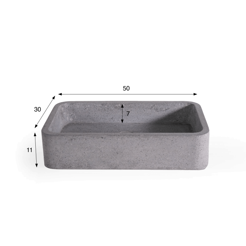 Rechthoekige waskom in grijze terrazzo 50 x 30 cm - Nohea