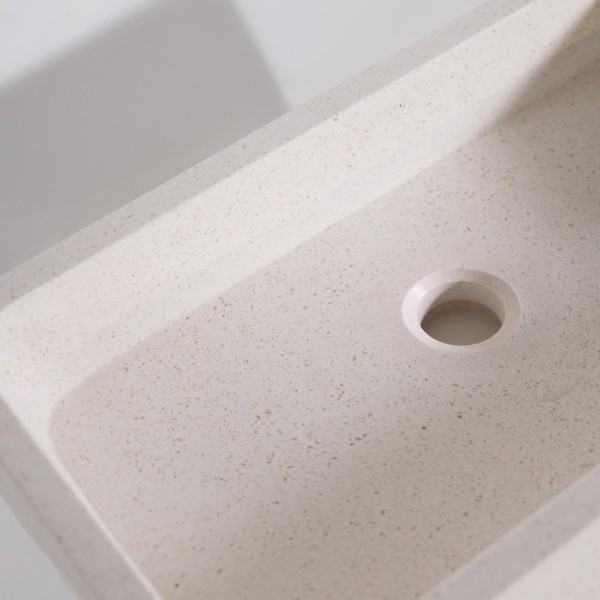 Rechthoekige waskom in witte terrazzo 50 x 30 cm - Nohea